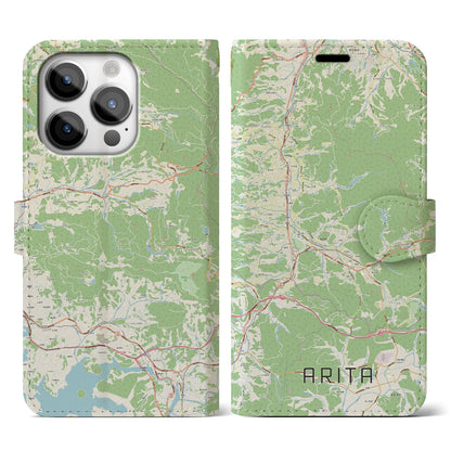 【有田（佐賀県）】地図柄iPhoneケース（手帳タイプ）ナチュラル・iPhone 14 Pro 用