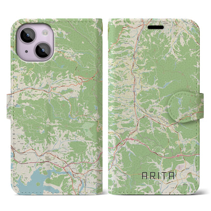 【有田（佐賀県）】地図柄iPhoneケース（手帳タイプ）ナチュラル・iPhone 14 用