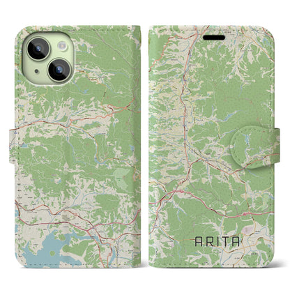 【有田（佐賀県）】地図柄iPhoneケース（手帳タイプ）ナチュラル・iPhone 15 用