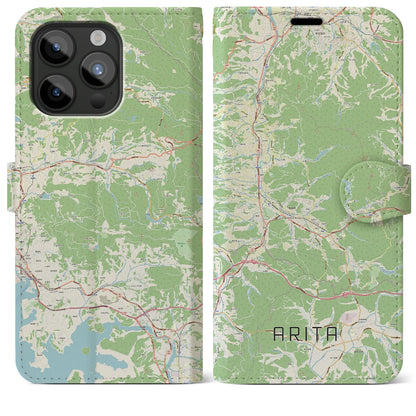 【有田（佐賀県）】地図柄iPhoneケース（手帳タイプ）ナチュラル・iPhone 15 Pro Max 用