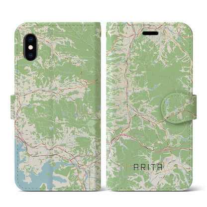 【有田（佐賀県）】地図柄iPhoneケース（手帳タイプ）ナチュラル・iPhone XS / X 用
