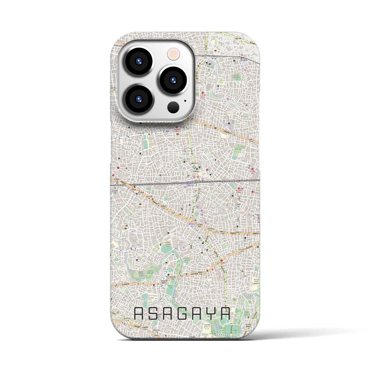 【阿佐ケ谷2】地図柄iPhoneケース（バックカバータイプ・ナチュラル）iPhone 13 Pro 用