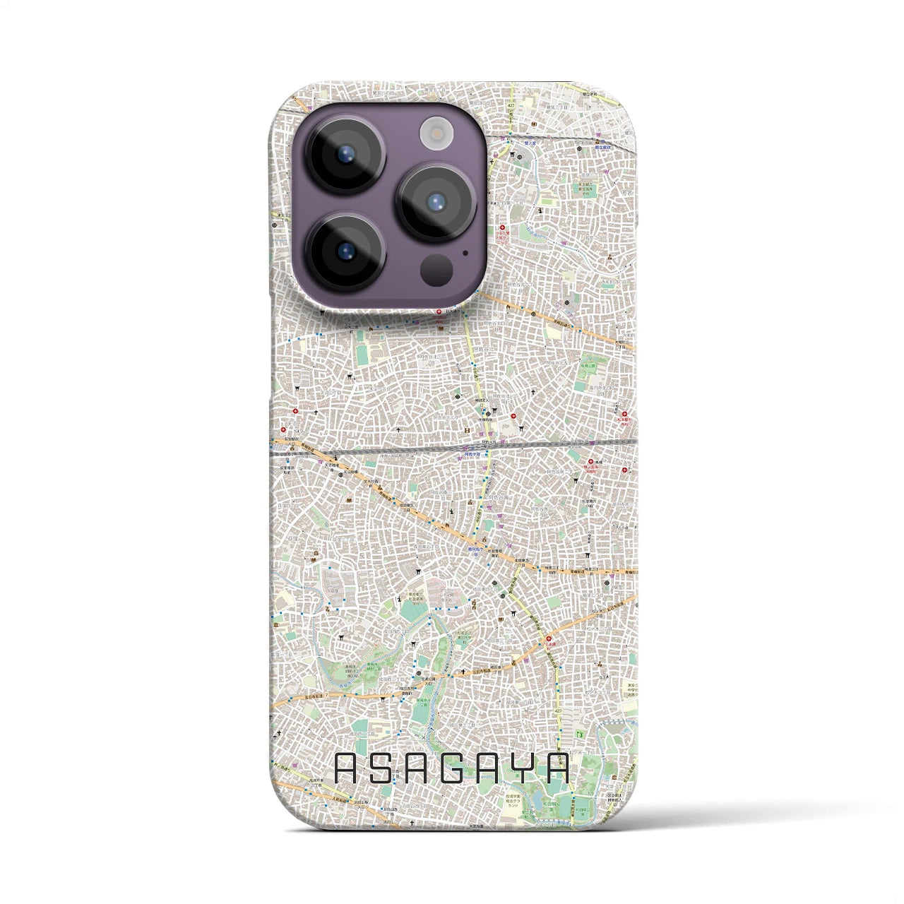 【阿佐ケ谷2】地図柄iPhoneケース（バックカバータイプ・ナチュラル）iPhone 14 Pro 用