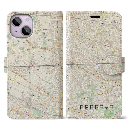 【阿佐ケ谷2（東京都）】地図柄iPhoneケース（手帳タイプ）ナチュラル・iPhone 14 用
