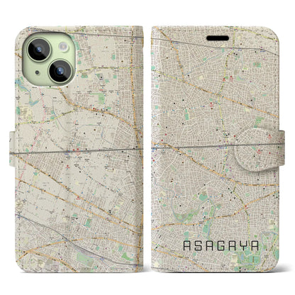 【阿佐ケ谷2（東京都）】地図柄iPhoneケース（手帳タイプ）ナチュラル・iPhone 15 用