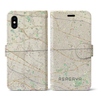 【阿佐ケ谷2（東京都）】地図柄iPhoneケース（手帳タイプ）ナチュラル・iPhone XS / X 用
