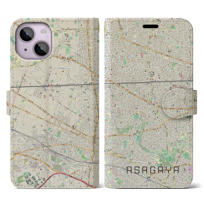 【阿佐ケ谷（東京都）】地図柄iPhoneケース（手帳タイプ）ナチュラル・iPhone 14 用