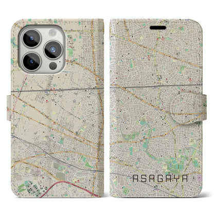 【阿佐ケ谷（東京都）】地図柄iPhoneケース（手帳タイプ）ナチュラル・iPhone 15 Pro 用