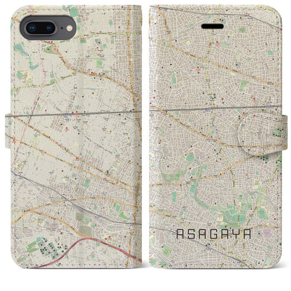 【阿佐ケ谷（東京都）】地図柄iPhoneケース（手帳タイプ）ナチュラル・iPhone 8Plus /7Plus / 6sPlus / 6Plus 用