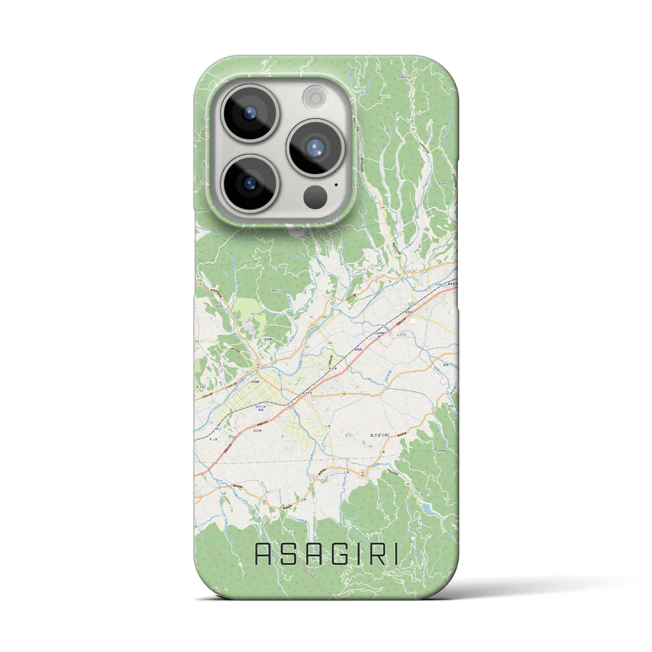 【あさぎり】地図柄iPhoneケース（バックカバータイプ・ナチュラル）iPhone 15 Pro 用