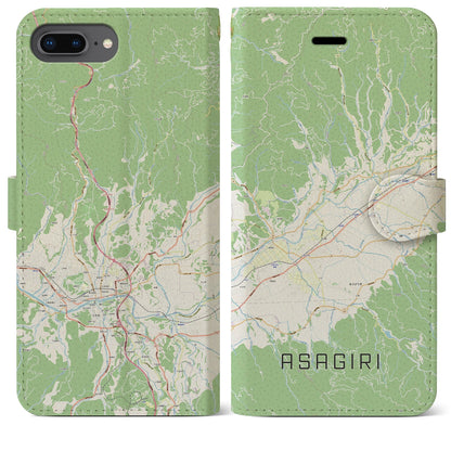 【あさぎり（熊本県）】地図柄iPhoneケース（手帳タイプ）ナチュラル・iPhone 8Plus /7Plus / 6sPlus / 6Plus 用