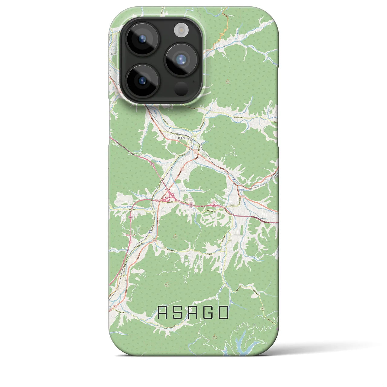 【朝来】地図柄iPhoneケース（バックカバータイプ・ナチュラル）iPhone 15 Pro Max 用