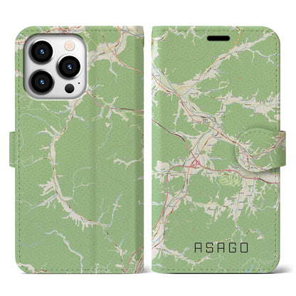 【朝来（兵庫県）】地図柄iPhoneケース（手帳タイプ）ナチュラル・iPhone 13 Pro 用