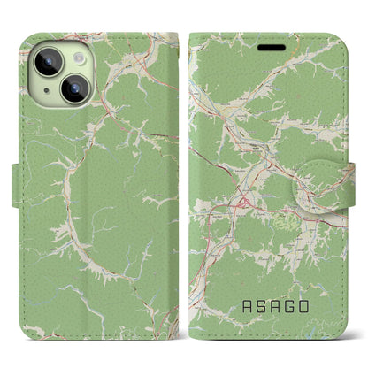 【朝来（兵庫県）】地図柄iPhoneケース（手帳タイプ）ナチュラル・iPhone 15 用