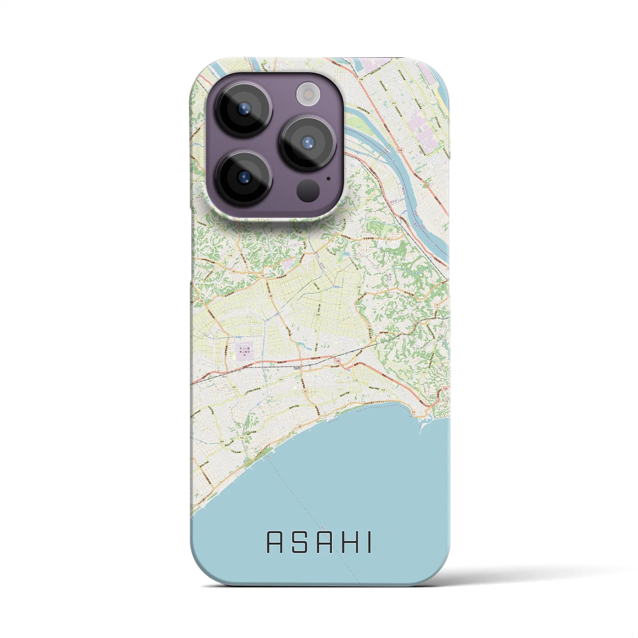 【旭】地図柄iPhoneケース（バックカバータイプ・ナチュラル）iPhone 14 Pro 用