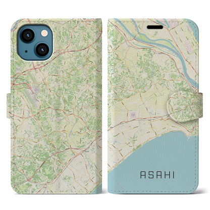 【旭（千葉県）】地図柄iPhoneケース（手帳タイプ）ナチュラル・iPhone 13 用