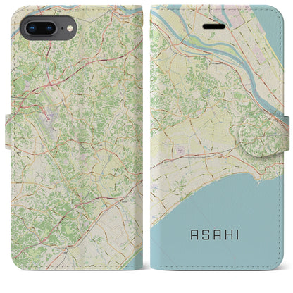 【旭（千葉県）】地図柄iPhoneケース（手帳タイプ）ナチュラル・iPhone 8Plus /7Plus / 6sPlus / 6Plus 用