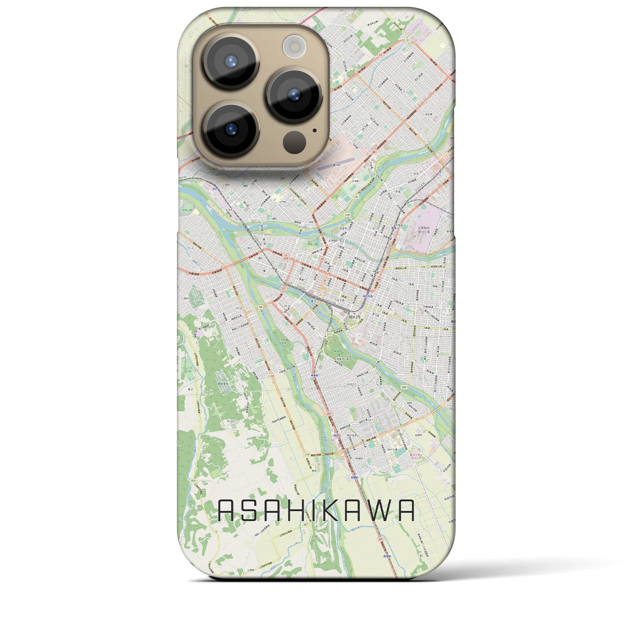 【旭川】地図柄iPhoneケース（バックカバータイプ・ナチュラル）iPhone 14 Pro Max 用