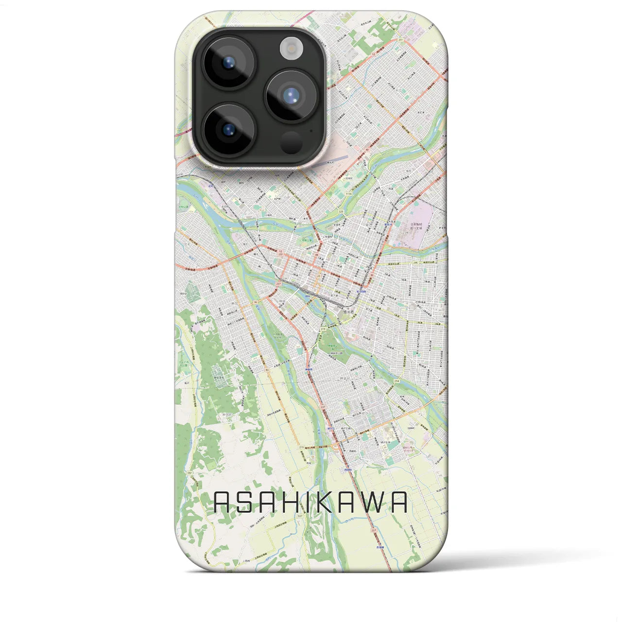 【旭川】地図柄iPhoneケース（バックカバータイプ・ナチュラル）iPhone 15 Pro Max 用