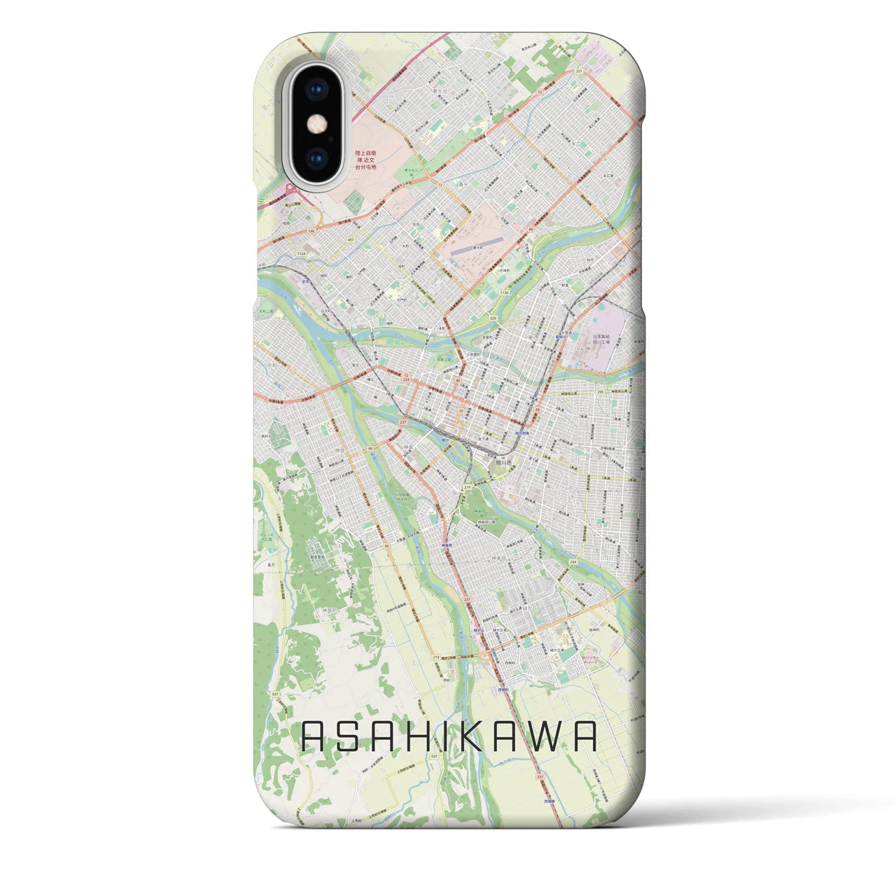 【旭川】地図柄iPhoneケース（バックカバータイプ・ナチュラル）iPhone XS Max 用