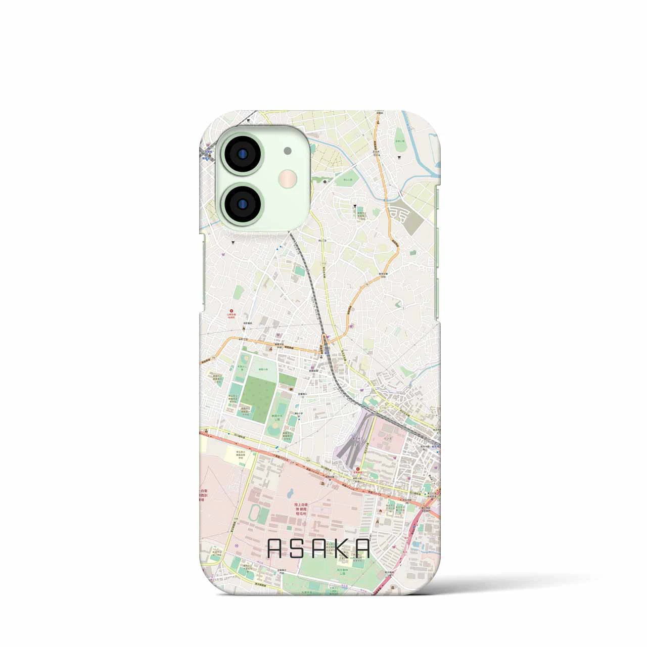 【朝霞】地図柄iPhoneケース（バックカバータイプ・ナチュラル）iPhone 12 mini 用