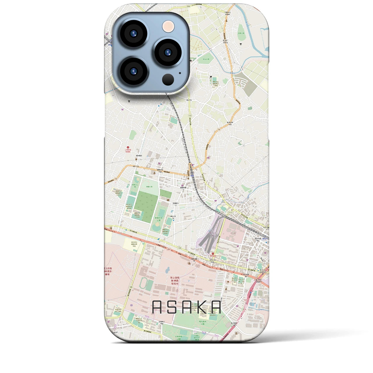 【朝霞】地図柄iPhoneケース（バックカバータイプ・ナチュラル）iPhone 13 Pro Max 用