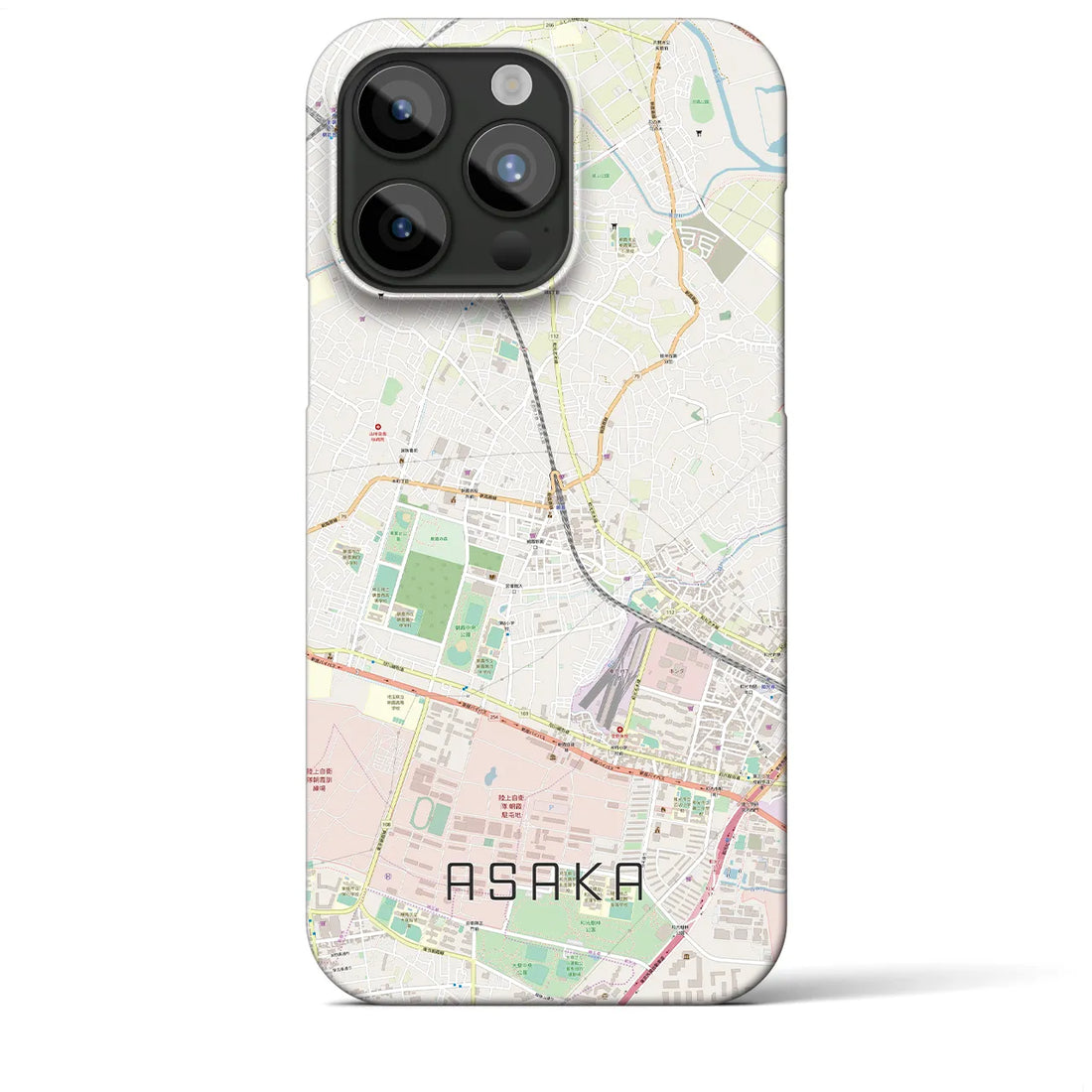 【朝霞】地図柄iPhoneケース（バックカバータイプ・ナチュラル）iPhone 15 Pro Max 用