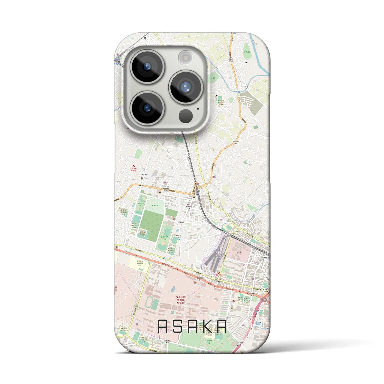 【朝霞】地図柄iPhoneケース（バックカバータイプ・ナチュラル）iPhone 15 Pro 用