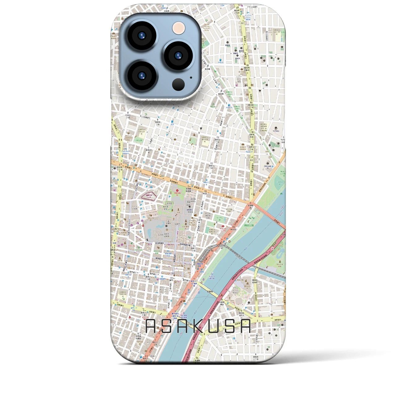 【浅草2】地図柄iPhoneケース（バックカバータイプ・ナチュラル）iPhone 13 Pro Max 用