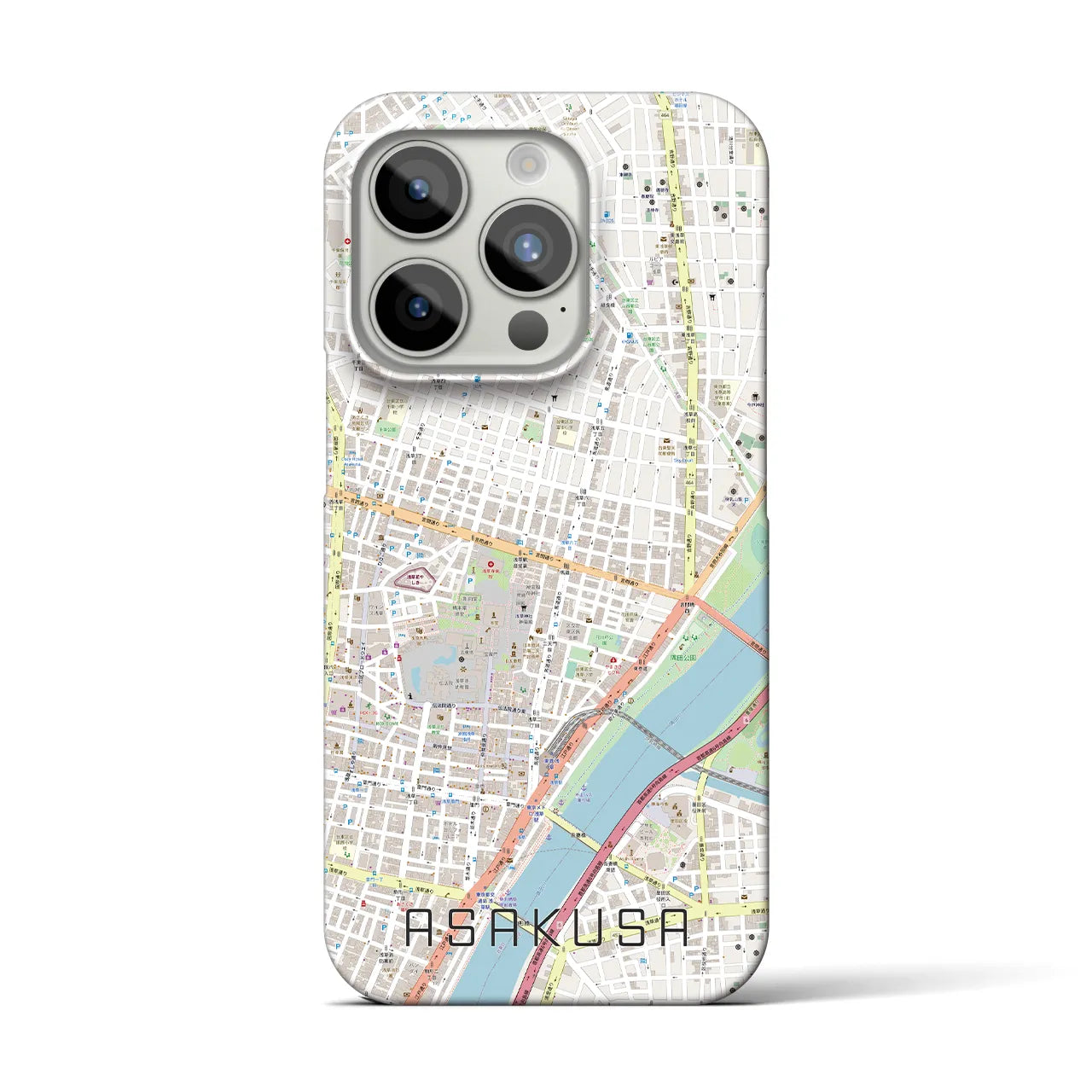【浅草2】地図柄iPhoneケース（バックカバータイプ・ナチュラル）iPhone 15 Pro 用