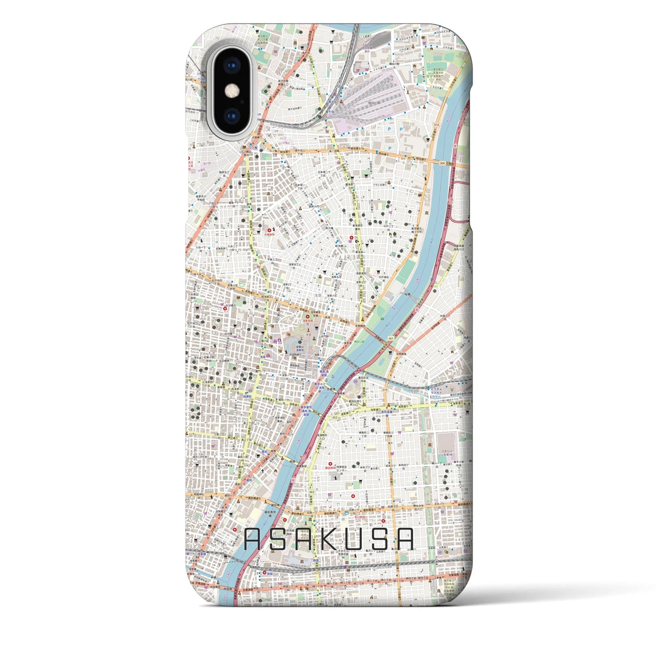 【浅草】地図柄iPhoneケース（バックカバータイプ・ナチュラル）iPhone XS Max 用