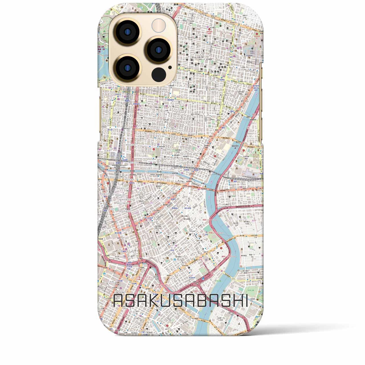【浅草橋】地図柄iPhoneケース（バックカバータイプ・ナチュラル）iPhone 12 Pro Max 用