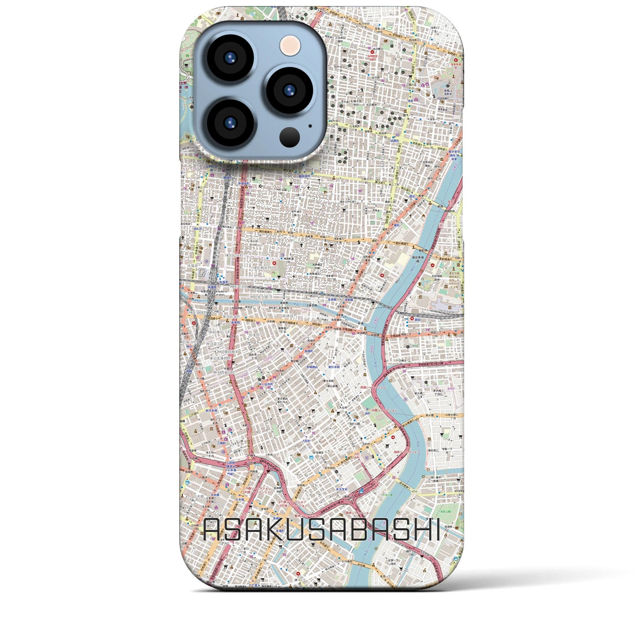 【浅草橋】地図柄iPhoneケース（バックカバータイプ・ナチュラル）iPhone 13 Pro Max 用