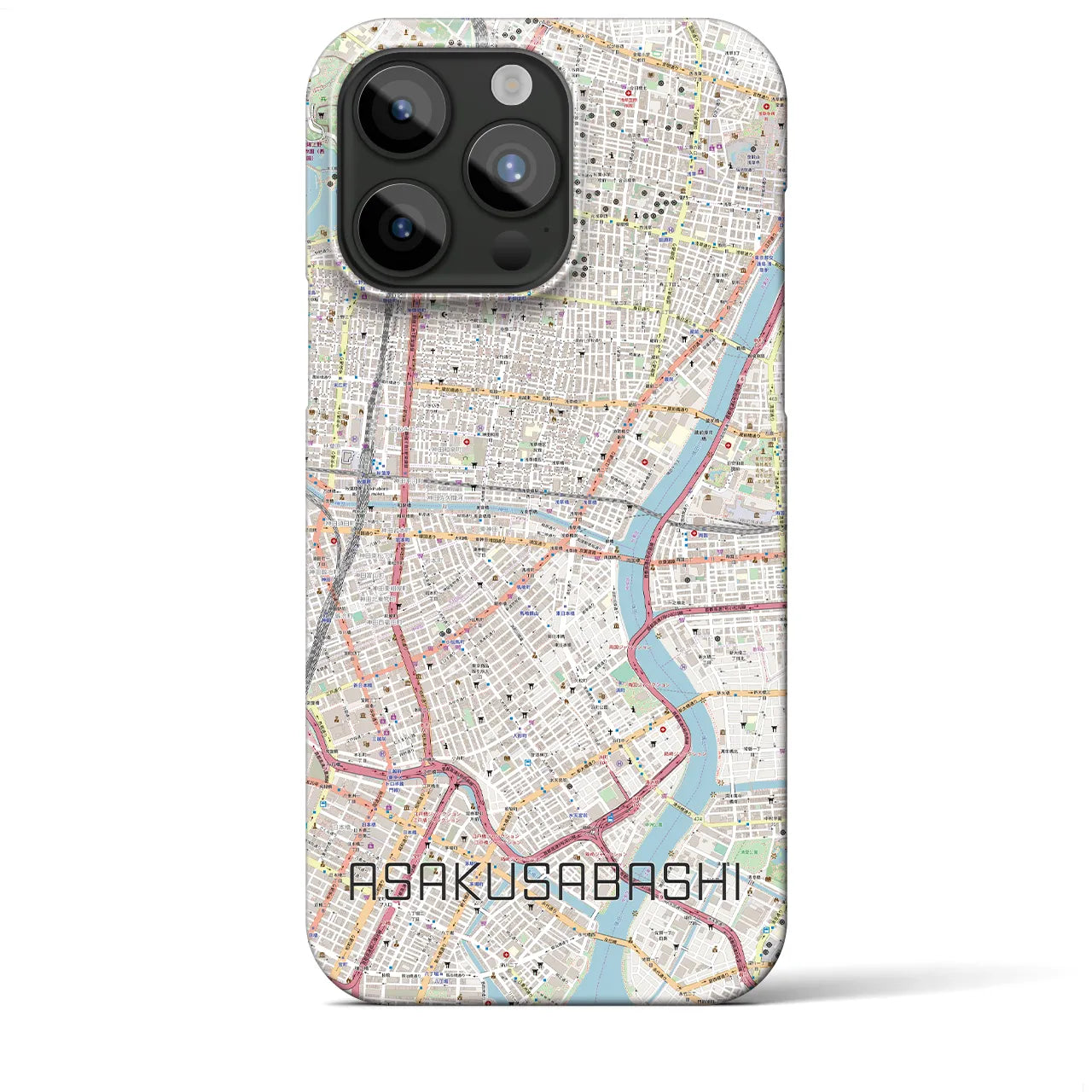 【浅草橋】地図柄iPhoneケース（バックカバータイプ・ナチュラル）iPhone 15 Pro Max 用