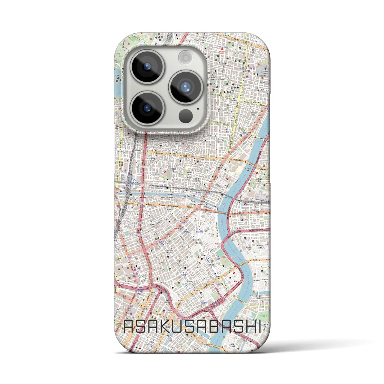 【浅草橋】地図柄iPhoneケース（バックカバータイプ・ナチュラル）iPhone 15 Pro 用