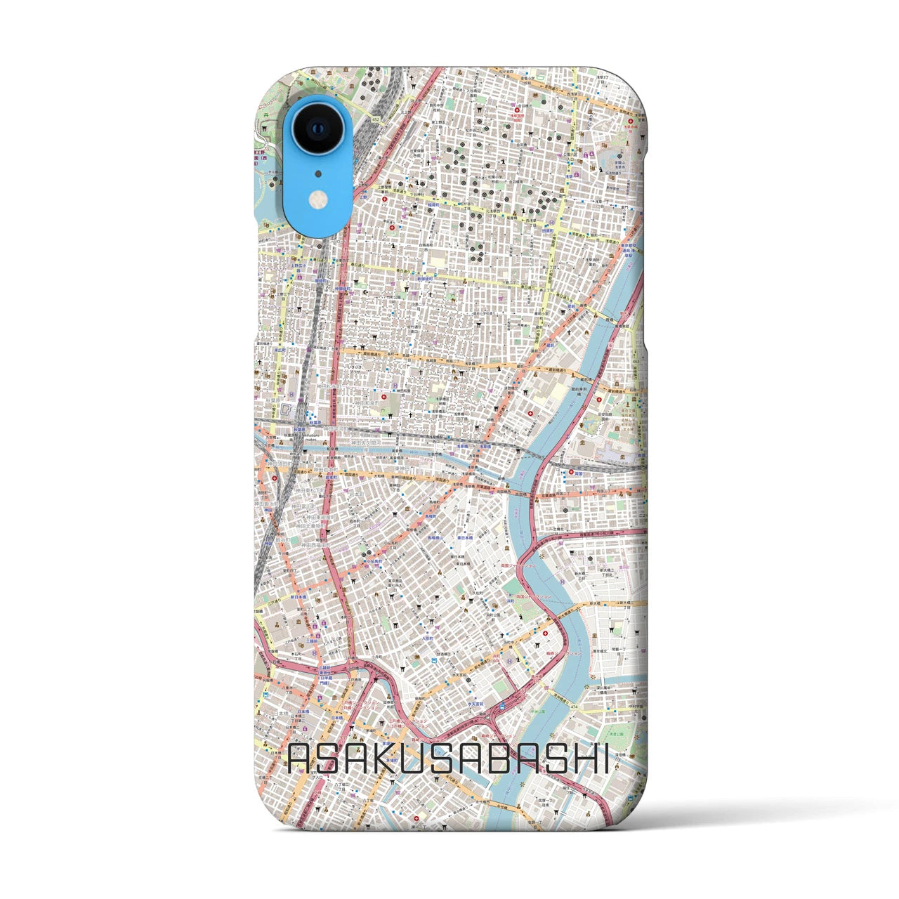 【浅草橋】地図柄iPhoneケース（バックカバータイプ・ナチュラル）iPhone XR 用
