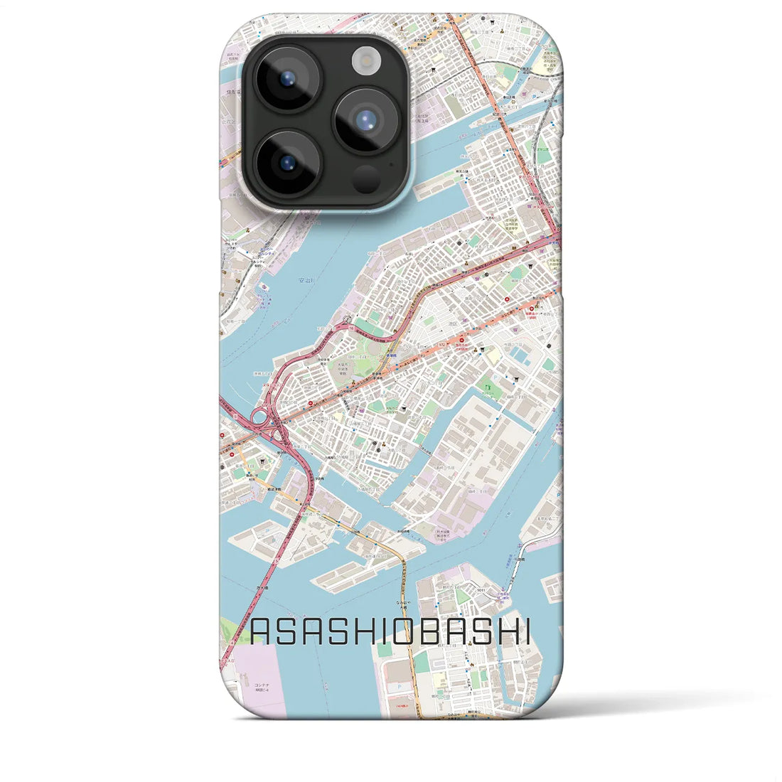 【朝潮橋】地図柄iPhoneケース（バックカバータイプ・ナチュラル）iPhone 15 Pro Max 用