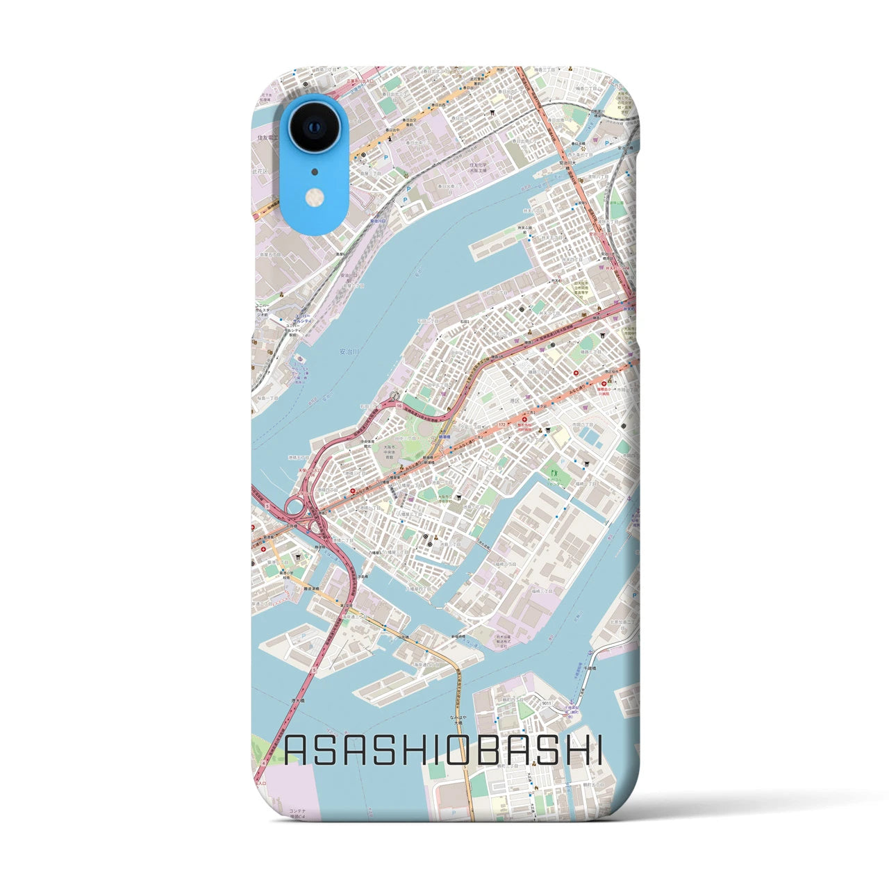【朝潮橋】地図柄iPhoneケース（バックカバータイプ・ナチュラル）iPhone XR 用