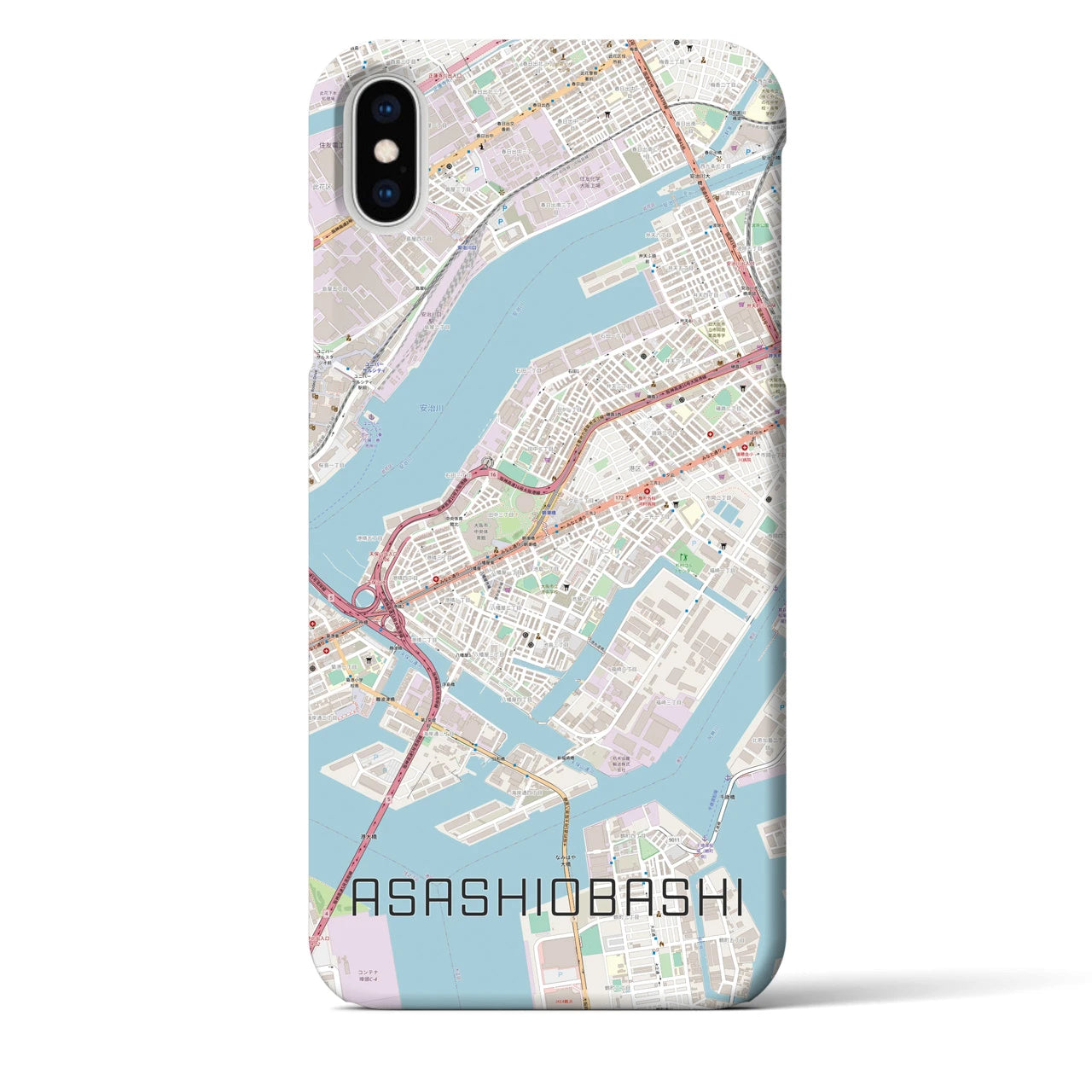 【朝潮橋】地図柄iPhoneケース（バックカバータイプ・ナチュラル）iPhone XS Max 用