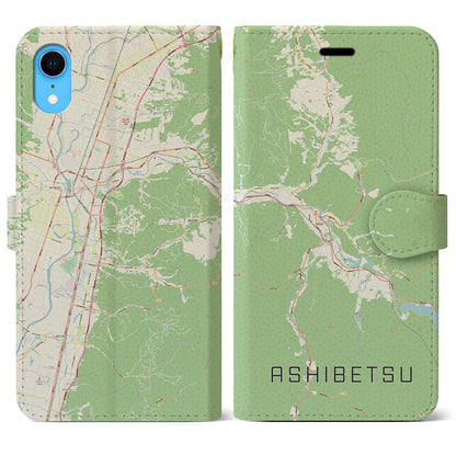 【芦別（北海道）】地図柄iPhoneケース（手帳タイプ）ナチュラル・iPhone XR 用