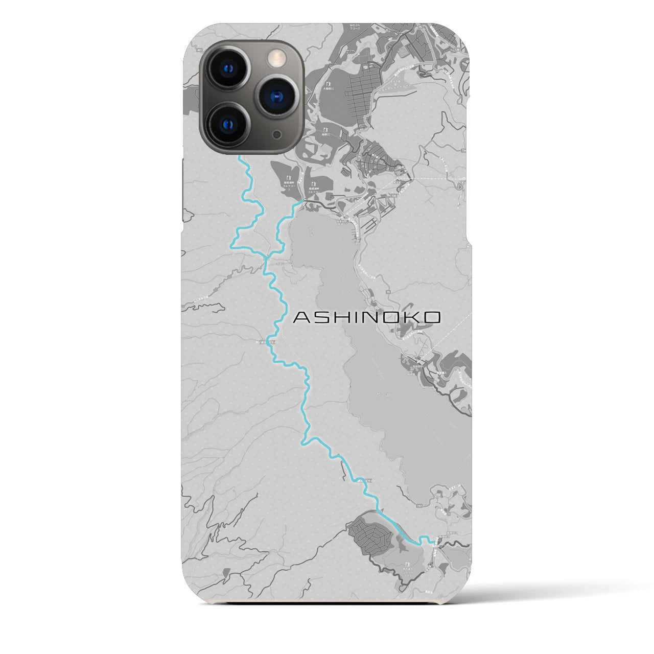 Recipro × Crossfield【芦ノ湖】地図柄iPhoneケース（バックカバータイプ・アッシュ）iPhone 11 Pro Max 用