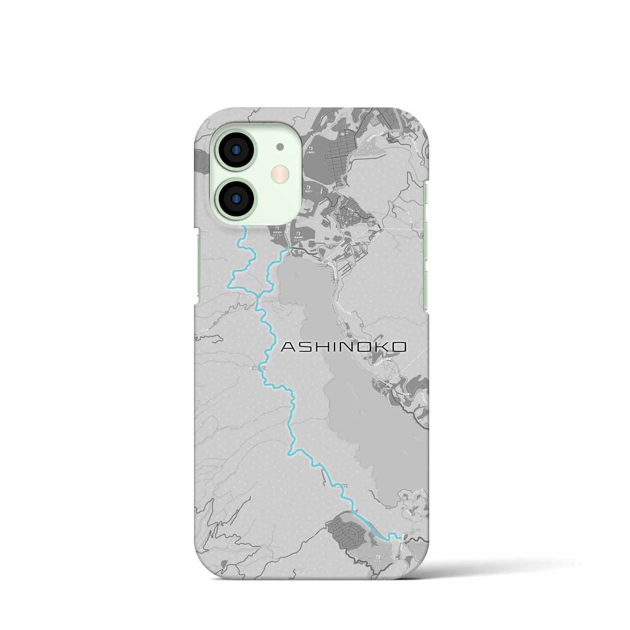 Recipro × Crossfield【芦ノ湖】地図柄iPhoneケース（バックカバータイプ・アッシュ）iPhone 12 mini 用
