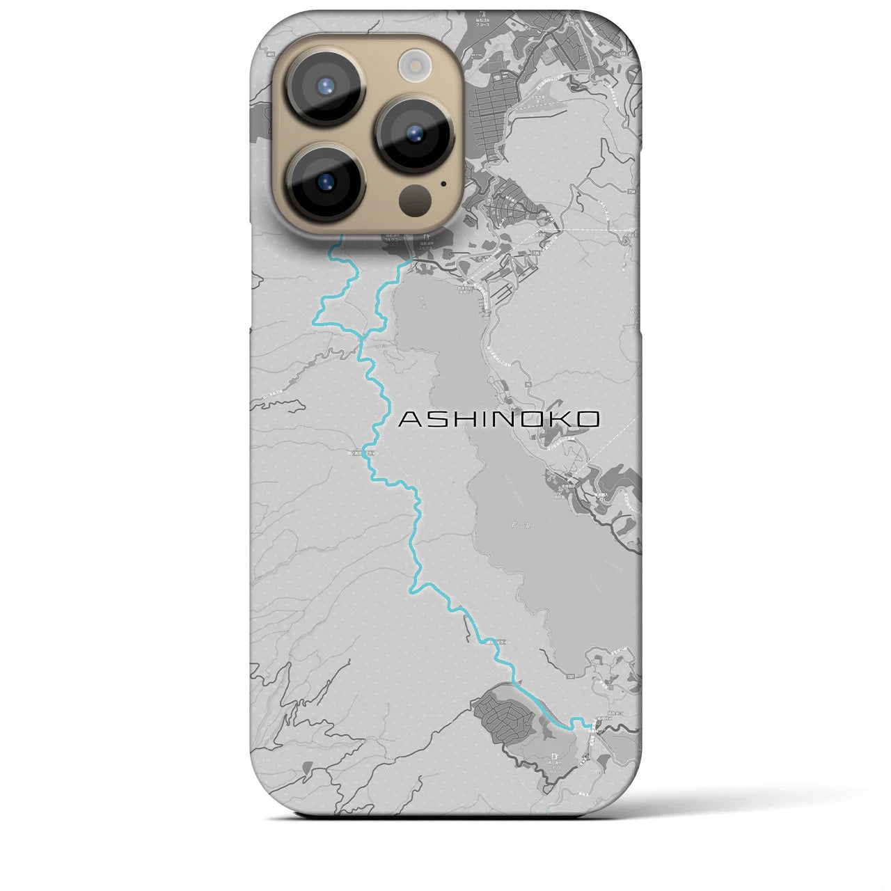 Recipro × Crossfield【芦ノ湖】地図柄iPhoneケース（バックカバータイプ・アッシュ）iPhone 14 Pro Max 用