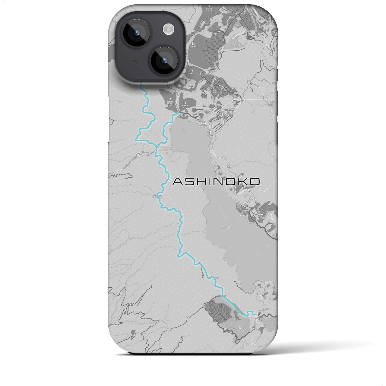 Recipro × Crossfield【芦ノ湖】地図柄iPhoneケース（バックカバータイプ・アッシュ）iPhone 14 Plus 用