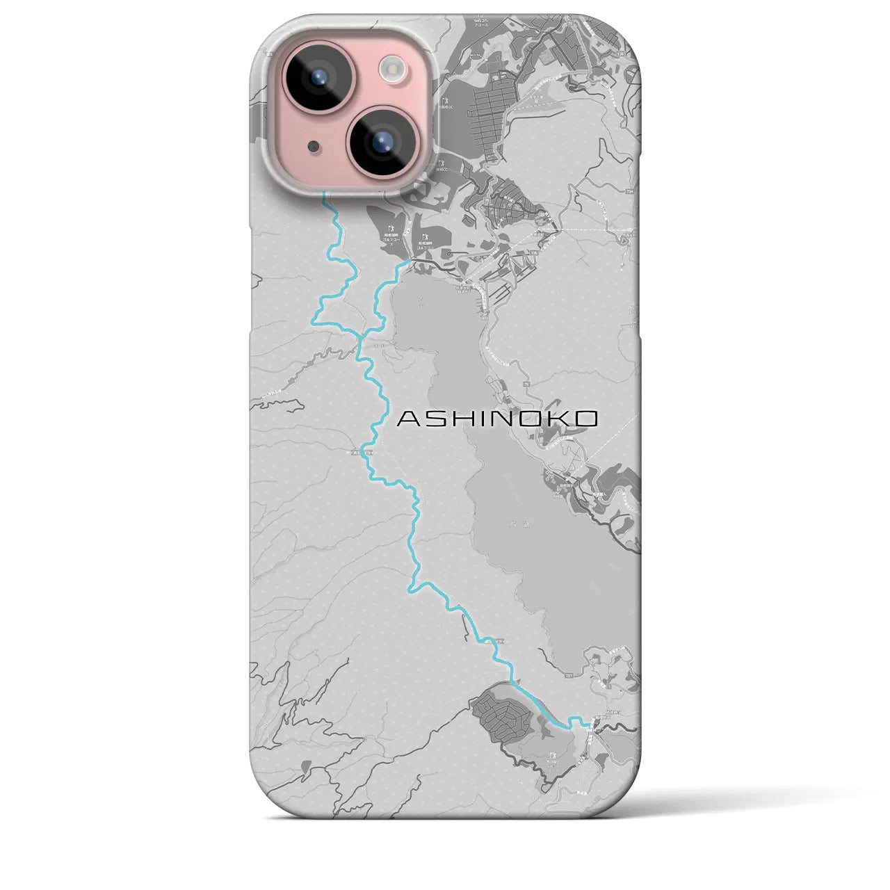 Recipro × Crossfield【芦ノ湖】地図柄iPhoneケース（バックカバータイプ・アッシュ）iPhone 15 Plus 用