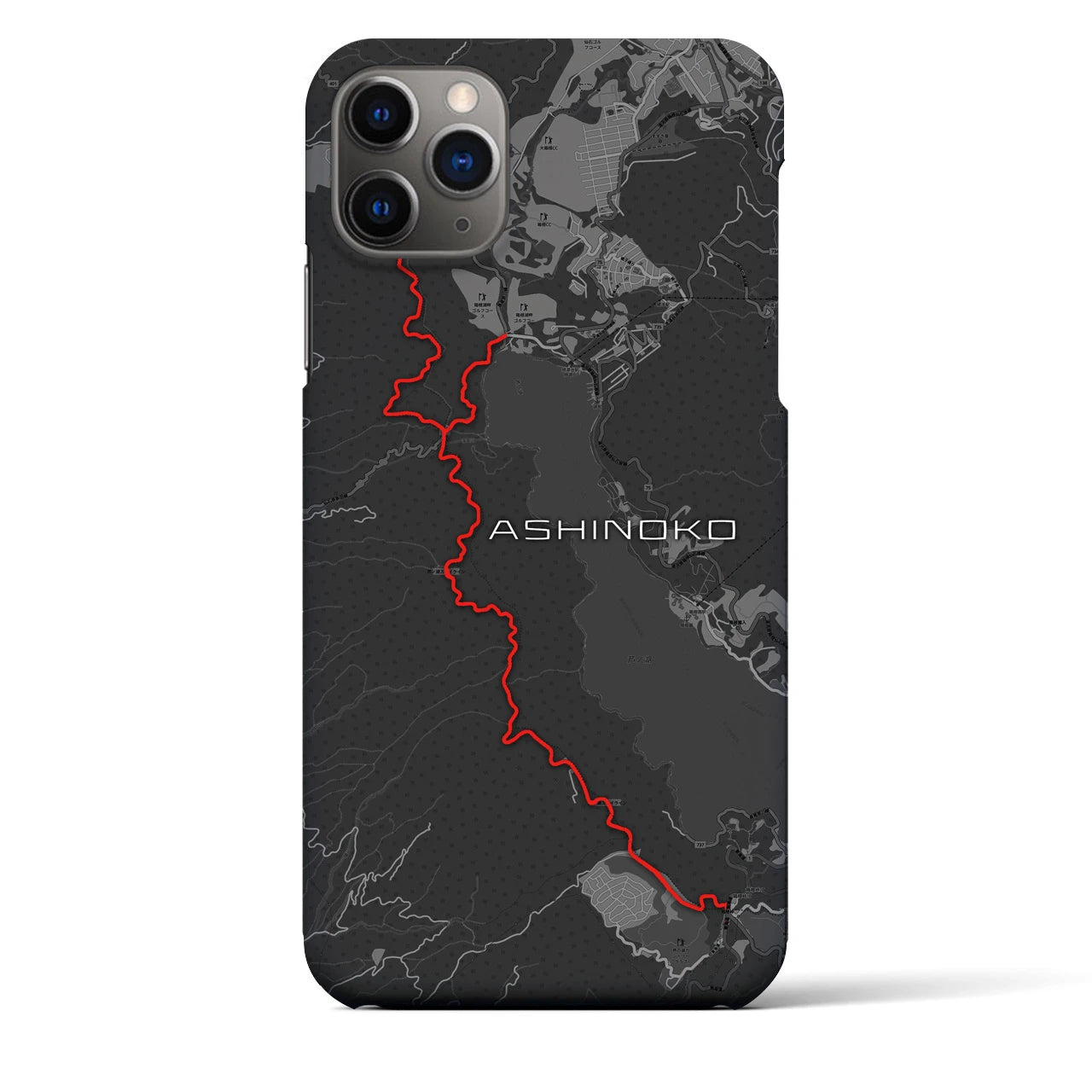Recipro × Crossfield【芦ノ湖】地図柄iPhoneケース（バックカバータイプ・チャコール）iPhone 11 Pro Max 用