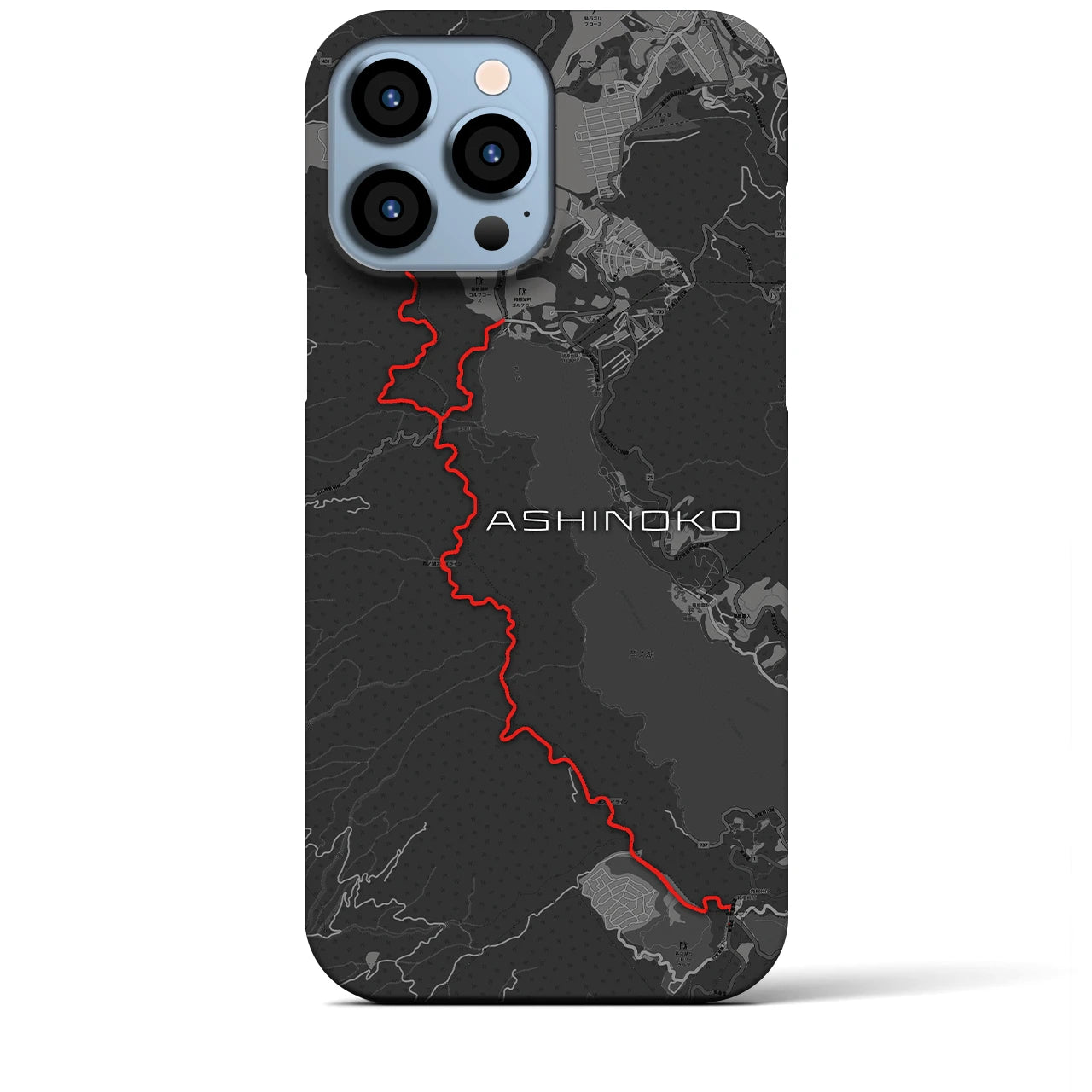 Recipro × Crossfield【芦ノ湖】地図柄iPhoneケース（バックカバータイプ・チャコール）iPhone 13 Pro Max 用