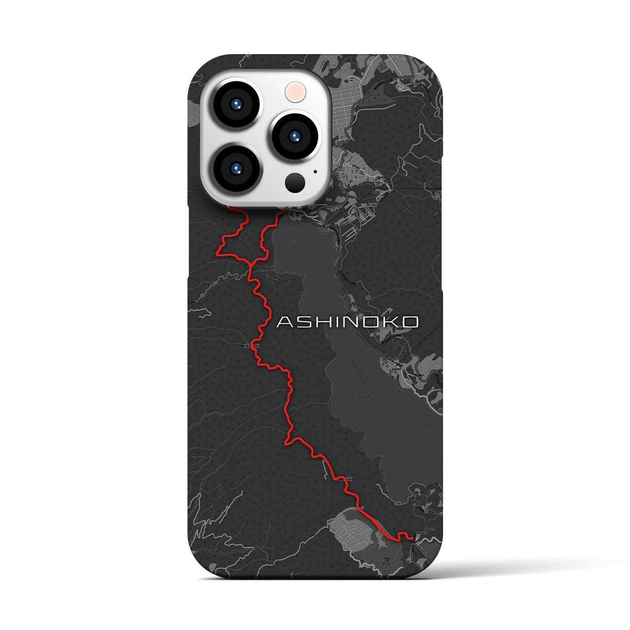 Recipro × Crossfield【芦ノ湖】地図柄iPhoneケース（バックカバータイプ・チャコール）iPhone 13 Pro 用