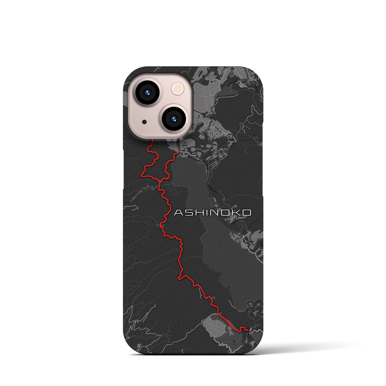Recipro × Crossfield【芦ノ湖】地図柄iPhoneケース（バックカバータイプ・チャコール）iPhone 13 mini 用