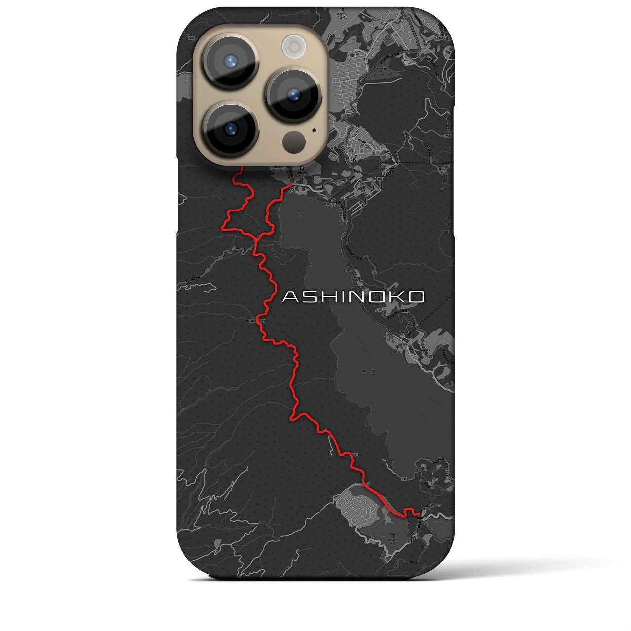 Recipro × Crossfield【芦ノ湖】地図柄iPhoneケース（バックカバータイプ・チャコール）iPhone 14 Pro Max 用